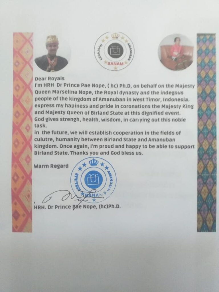 Letter From Kingdom of Amanuban in West Timor